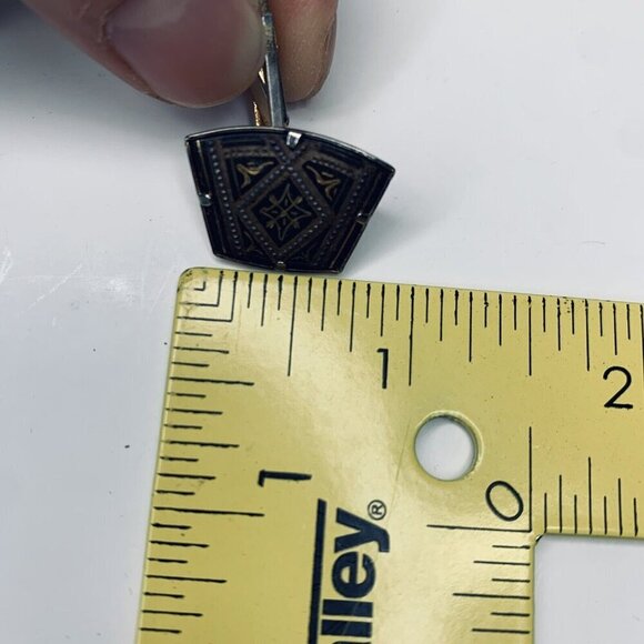 Vintage Unisex amascene Cufflinks Geometric Mod Diamond & Triangle Shapes Spain - Picture 8 of 9